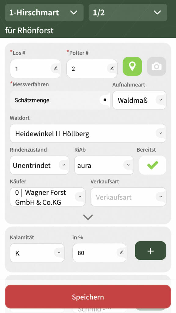 Holzaufnahme App Kalamität